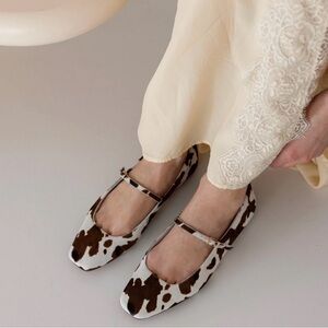 Dolce Vita Cow fur Brown and Cream Ballet Flats Shoes